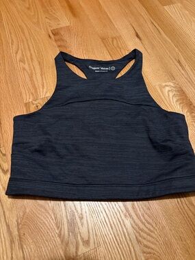 Outdoor Voices Gray Heather Tech Sweat High-Neck Racerback Sports Bra Crop Top